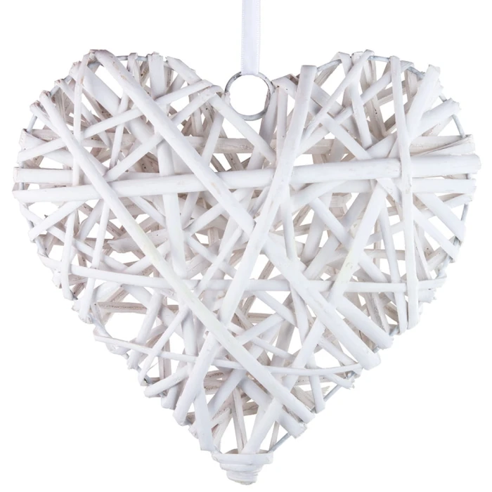 [w0461] Serce wiklinowe białe 10cm