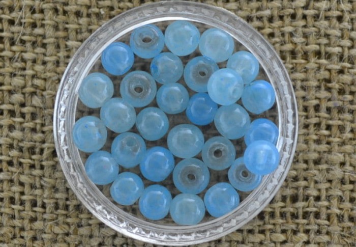 71225 Koralik szklany perełka gładka transparentna 4mm niebieska 30szt