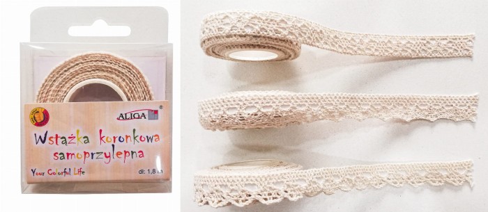 [k10001] Wstążki koronkowe samoprzylepne 3 rolki 15mm 1,8m