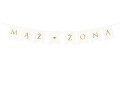 [d0108] Baner ślubny złoty napis MĄŻ ŻONA