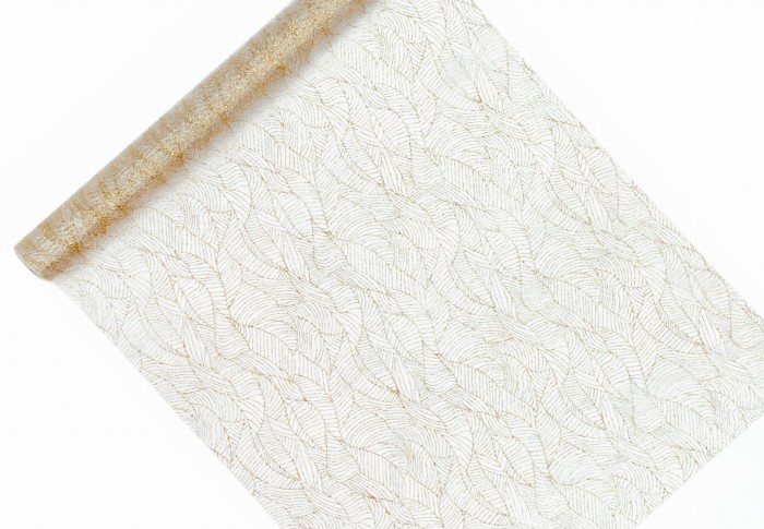 [821p001] Organza z nadrukiem 48cm 9m fale