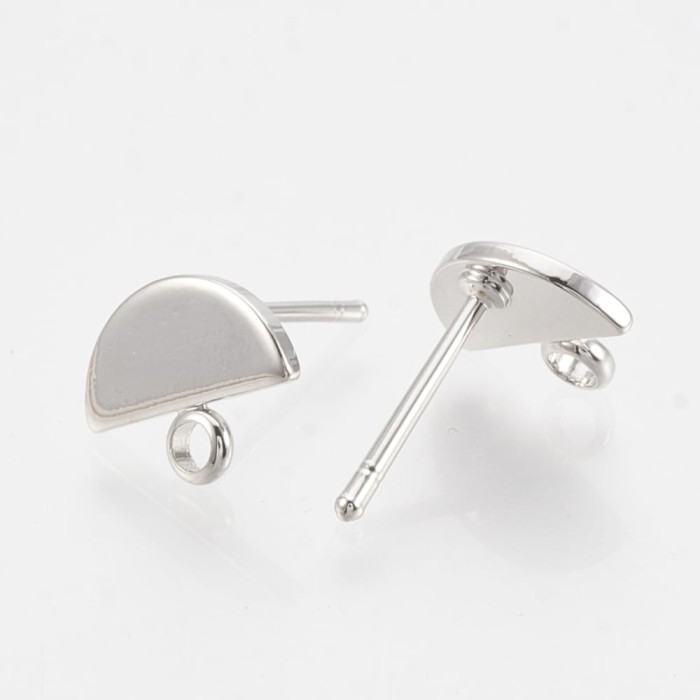 [40489] Baza kolczyka wkręt z oczkiem w kolorze srebra