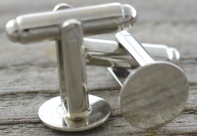 [31712b] Bazy spinek do mankietów srebrne z tarczą 10mm II GATUNEK