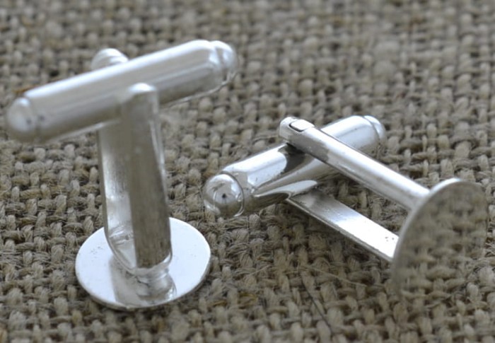 [31726b] Bazy spinek do mankietów srebrne 10mm II GATUNEK