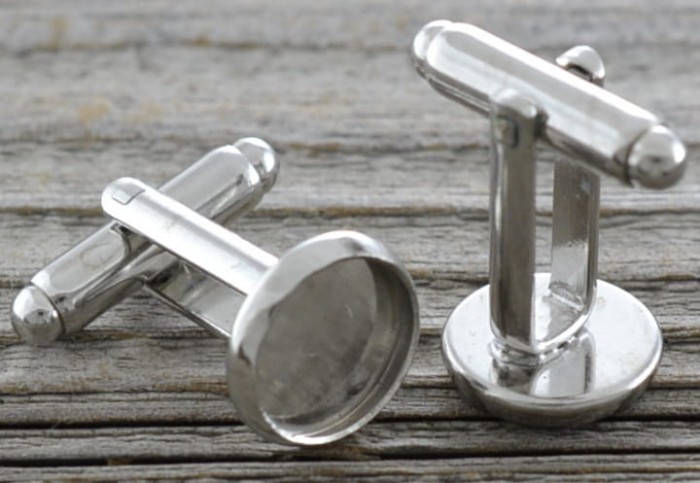 [31725b] Bazy spinek do mankietów srebrne 10mm II GATUNEK