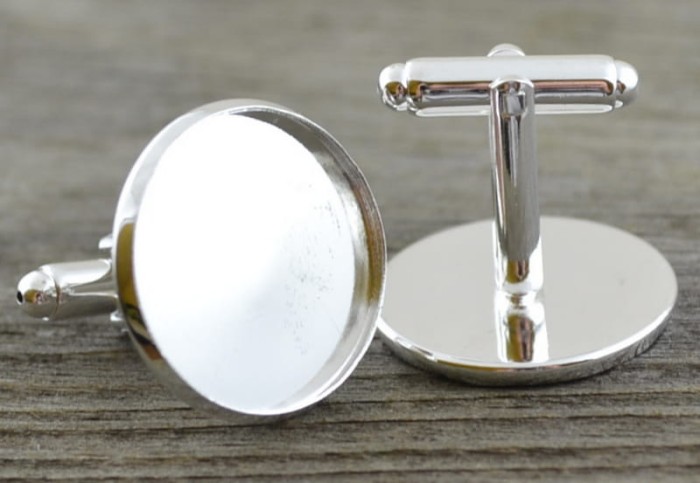 [31714b] Bazy spinek do mankietów srebrne 20mm II GATUNEK