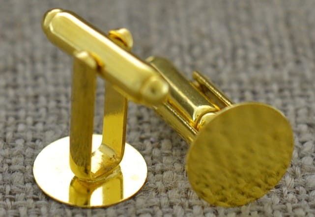 [21701b] Bazy spinek do mankietów złote z tarczą 12mm II GATUNEK
