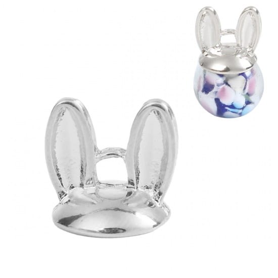 [57144] Ozdobna krawatka do wklejania zajączek kolor srebrny