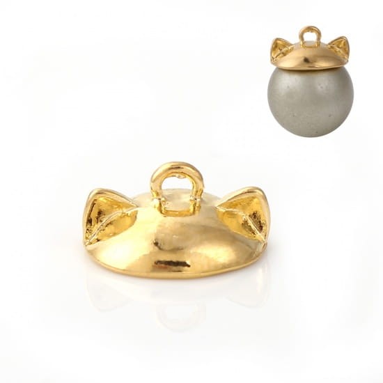 [27139] Ozdobna krawatka do wklejania kot kolor złota 14mm