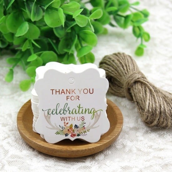 [07155] Papierowe metki ze sznureczkiem - THANK YOU FOR CELEBRATING WITH US 2szt