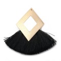[207202] Zawieszka w kolorze złotym frędzel romb czarny