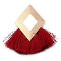 [207203] Zawieszka w kolorze złotym frędzel romb bordowy