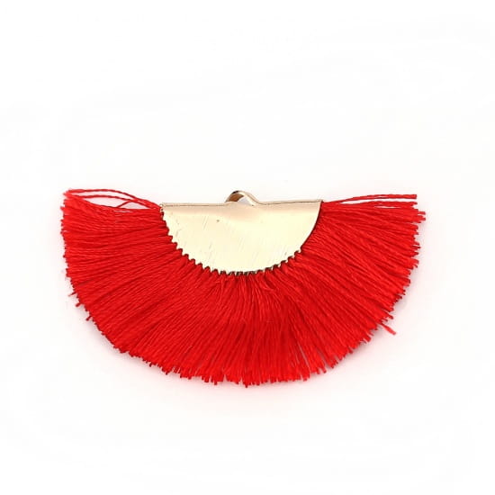 [207220] Zawieszka w kolorze złotym frędzel czerwony półkole