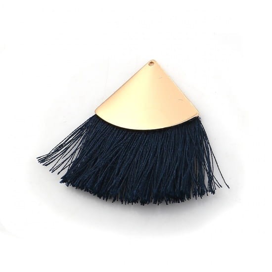 [207231] Zawieszka w kolorze złotym frędzel granatowy trójkąt