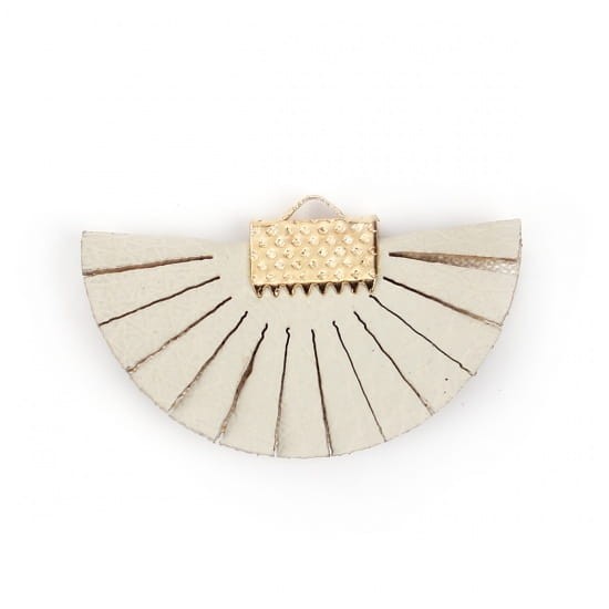 [207237] Zawieszka frędzel ze sztucznej skóry półkole ecru