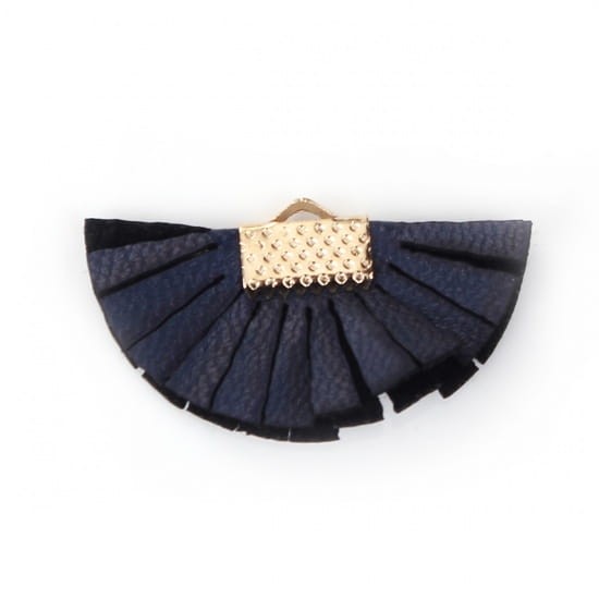 [207239] Zawieszka frędzel ze sztucznej skóry półkole granatowy