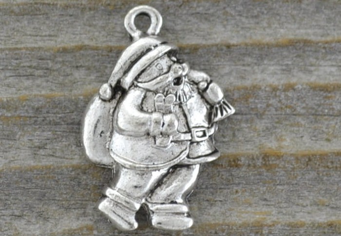 ś07150 Zawieszka Mikołaj 23*16mm w kolorze srebrnym