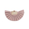 [207238] Zawieszka frędzel ze sztucznej skóry półkole pudrowo różowy
