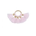 [207250] Zawieszka w kolorze złotym koło z jasnoróżowymi frędzlami