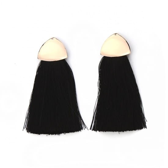 [207260] Zawieszka w kolorze złotym frędzel czarny długi