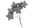 [680161] Gwiazdki brokatowe na druciku 4,5cm 6szt stalowe