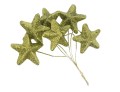 [680153] Gwiazdki brokatowe na druciku 4,5cm 6szt limonkowe