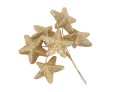 [680159] Gwiazdki brokatowe na druciku 4,5cm 6szt złote