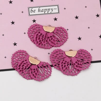 [207242] Zawieszka ze sztucznej skóry półkole różowa