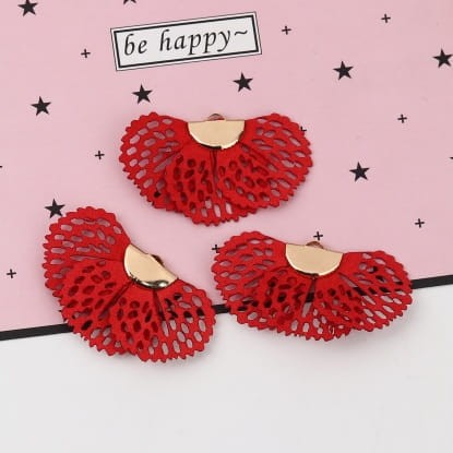 [207243] Zawieszka ze sztucznej skóry półkole czerwona