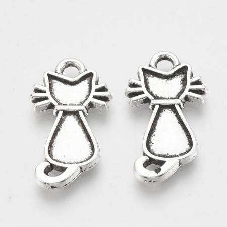 [307134] Zawieszka mała kotek w kolorze srebra 2szt