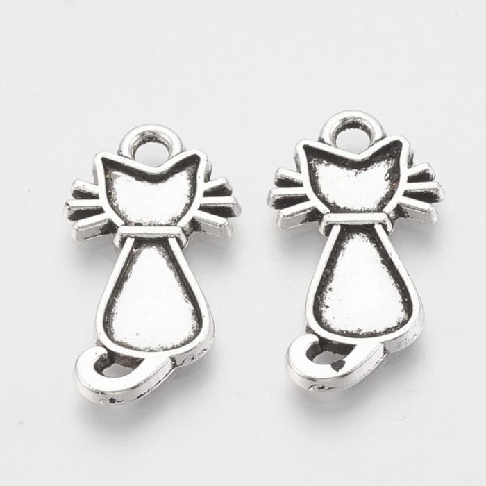 [307134] Zawieszka mała kotek w kolorze srebra 2szt