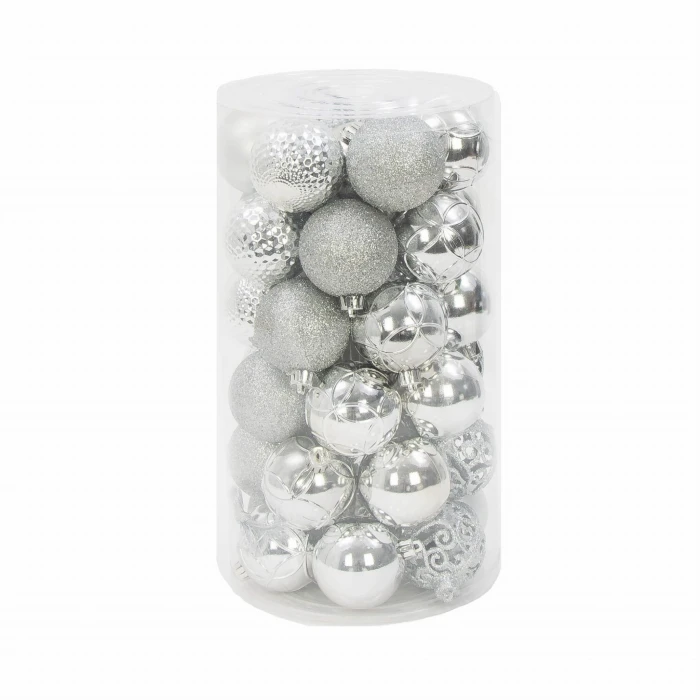 [680329] Bombki nietłukące zestaw 36szt 6cm srebrny