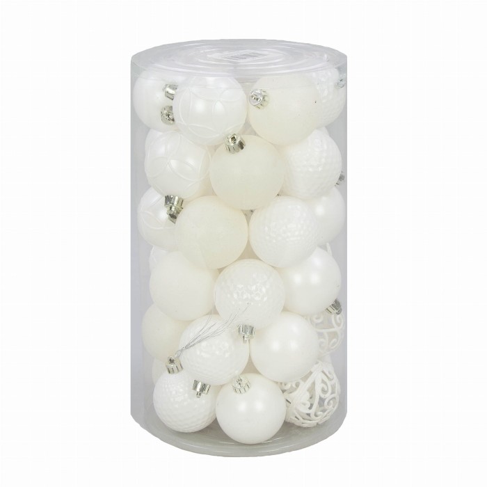 [680331] Bombki nietłukące zestaw 36szt 6cm biały
