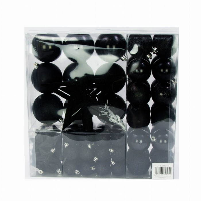 [680335] Bombki nietłukące zestaw duży 86szt czarny