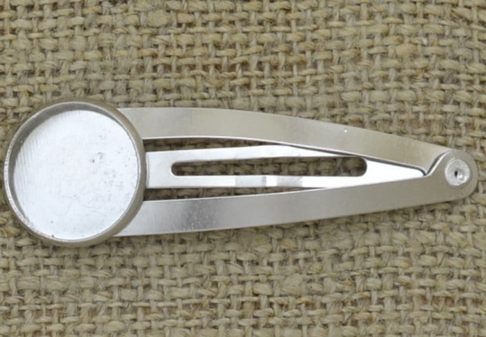 [50521 Baza spinki do włosów srebrna kaboszon 14mm