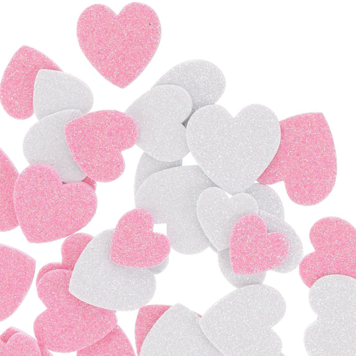 [594129] Serca  z pianki brokatowe białe i różowe