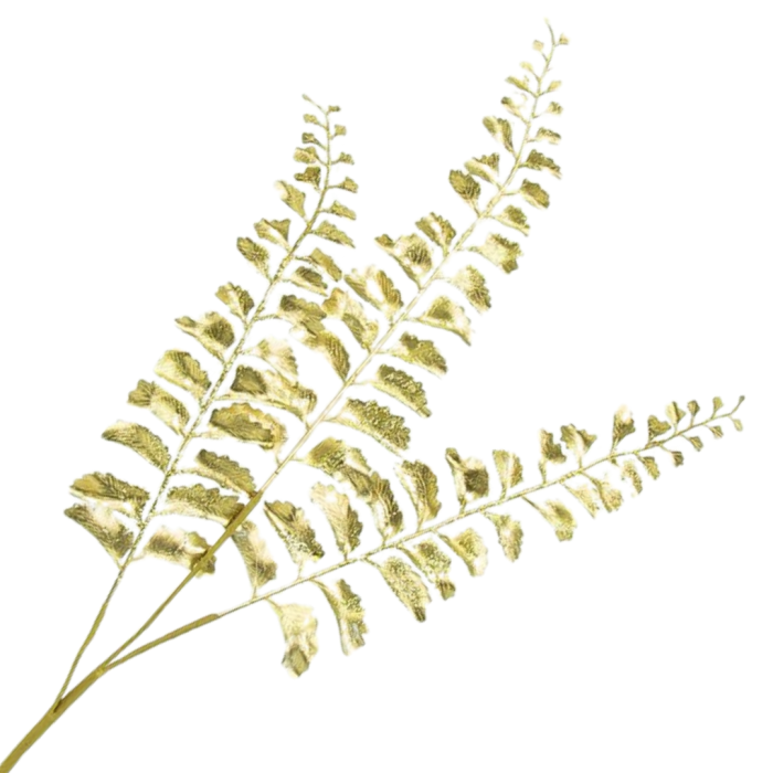 [680452] Gałązka ozdobna metalizowana paproć złota 72cm