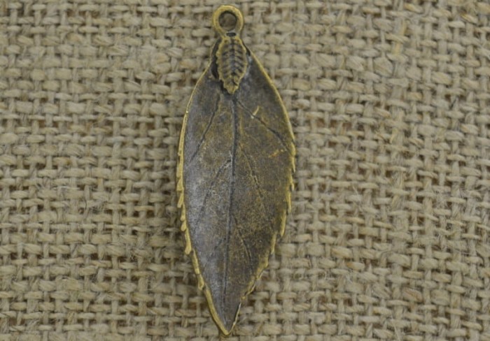 [112137] Element ozdobny łącznik liść kolor brąz