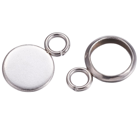 [301150] Baza medalionu ze stali nierdzewnej na kaboszon 6mm 2szt