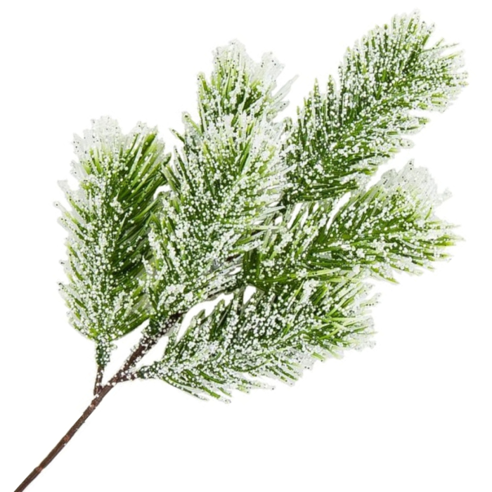 [680183] Gałązka świerku duża jasnozielona ośnieżona 30cm