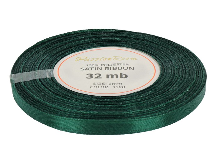 [86024] Wstążka satynowa 6mm 32mb zieleń butelkowa