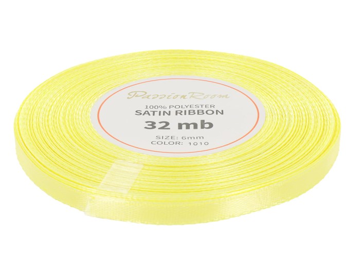 [86032] Wstążka satynowa 6mm 32mb bladożółta