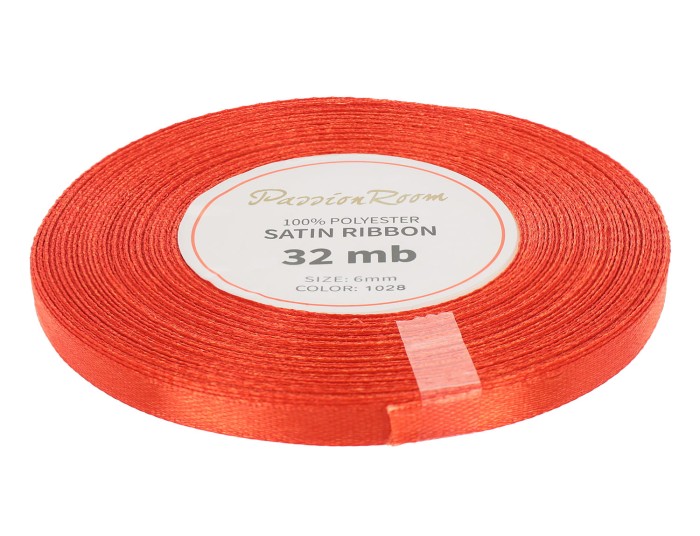 [86084] Wstążka satynowa 6mm 32mb marchewkowa