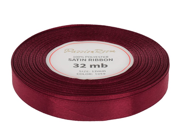 [812031] Wstążka satynowa 12mm 32mb bordowa ciemna