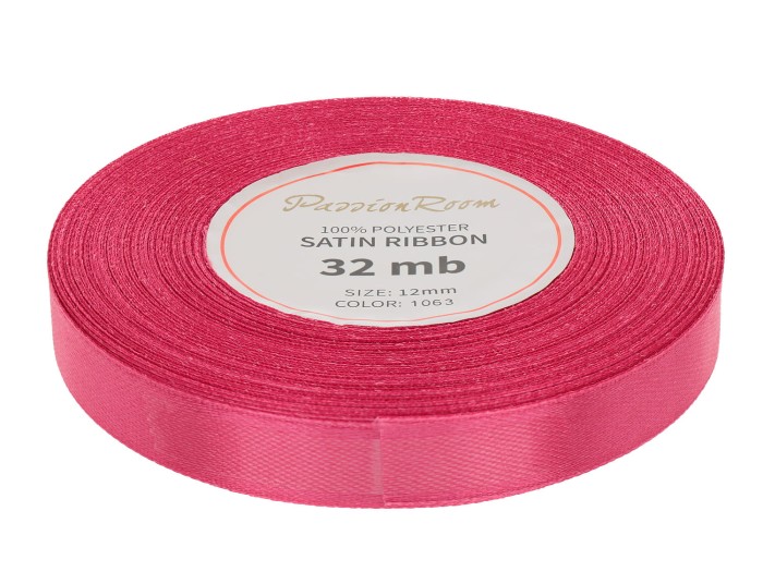 [812034] Wstążka satynowa 12mm 32mb malinowa