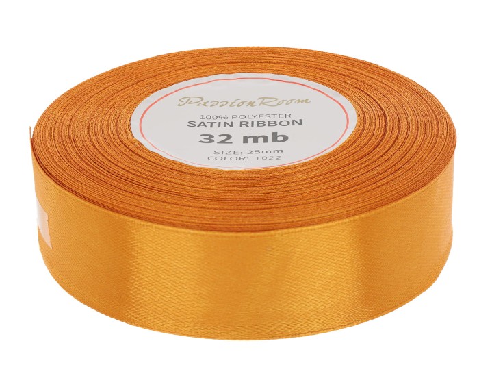 [825040] Wstążka satynowa 25mm bladopomarańczowa