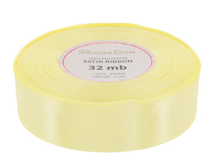 [825109] Wstążka satynowa 25mm 32mb masełkowy