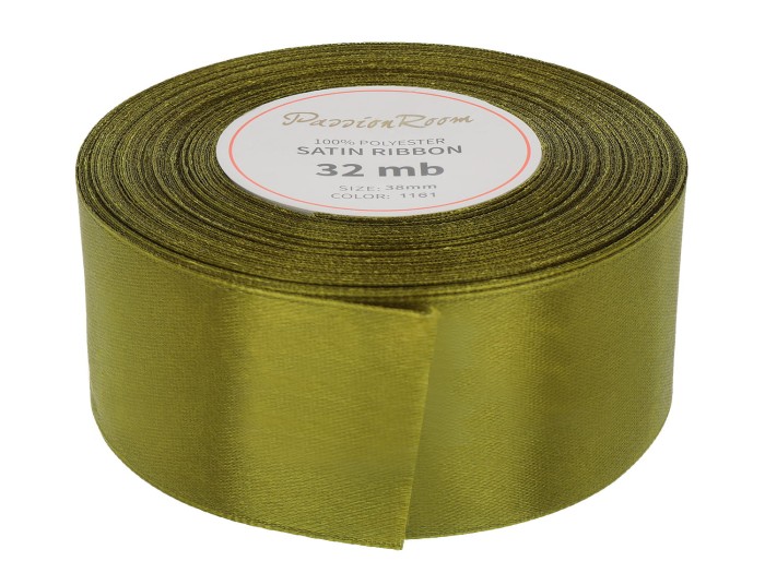 [838036] Wstążka satynowa 38mm 32mb khaki