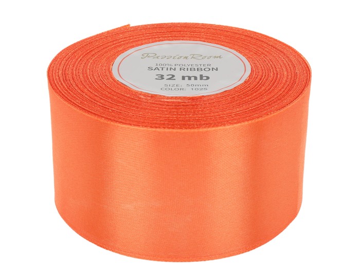 [850004] Wstążka satynowa 50mm neonowy pomarańczowy