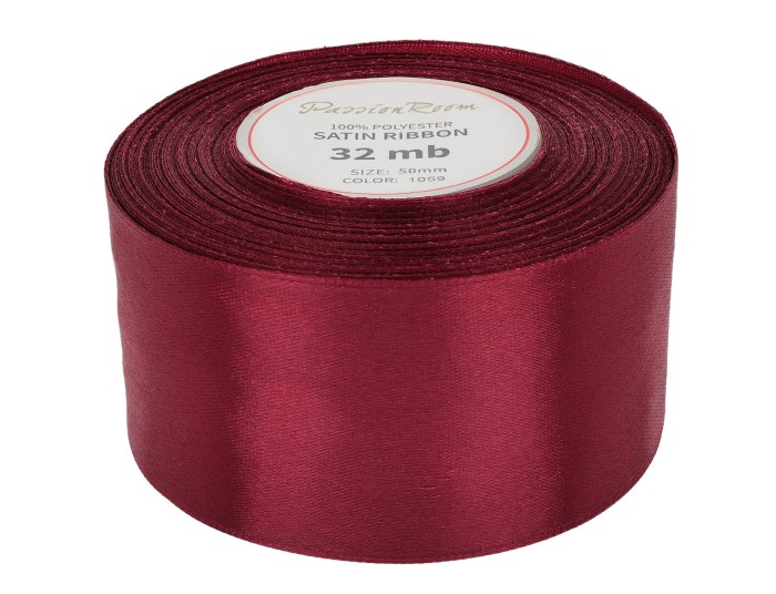 [850031] Wstążka satynowa 50mm 32mb bordowa ciemna